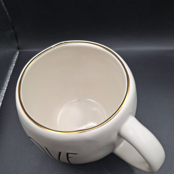 Rae Dunn Artisan Collection Love Mug With Double Heart Design Gold Rim - Picture 5 of 6